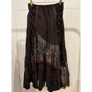 MY DESIGN PARIS Y2K Euro Midi Maxi Skirt Brown Made in France Fairy Whimsical